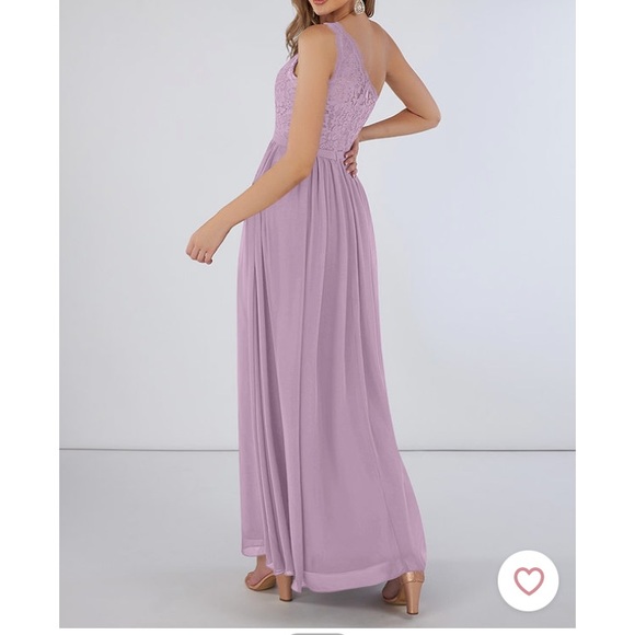 Azazie vintage mauve one shoulder dress - Picture 2 of 3